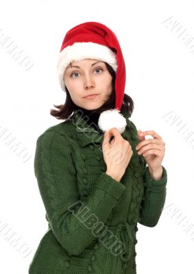 Girl in red cristmas hat