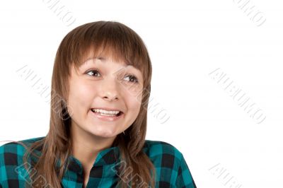 Portrait of the girl beside which pain head