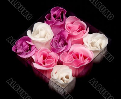 Fabrics rose in transparent box