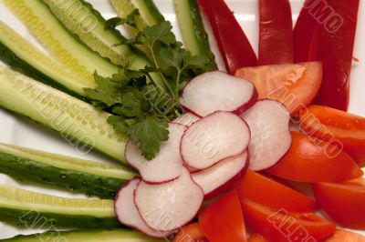 Dish with cutting vegetables