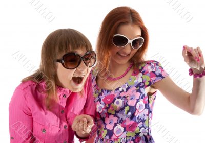 Mother and daughter smile