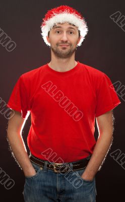 Bad santa, unshaven man