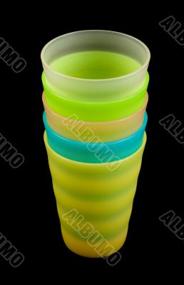 Colour plastic glasses by pile
