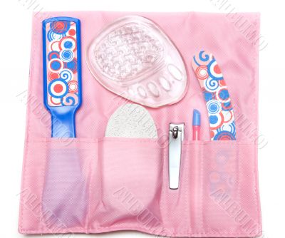 Set for pedicure on rose