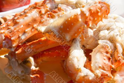 Boiled paws of the crab