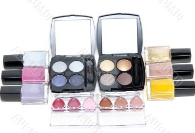 Set of the make-up, varnish for nail