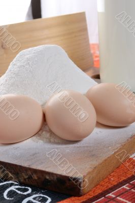 three chicken eggs
