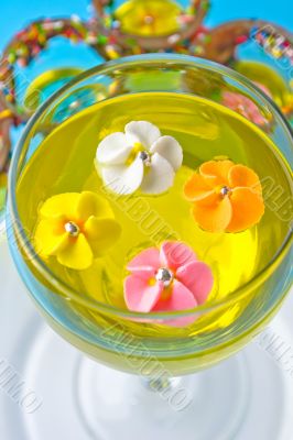 sugar flowers in a glass