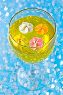 sugar flowers in a glass