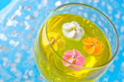 sugar flowers in a glass
