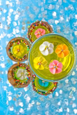 sugar flowers in a glass