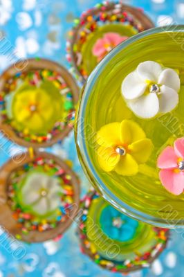 sugar flowers in a glass