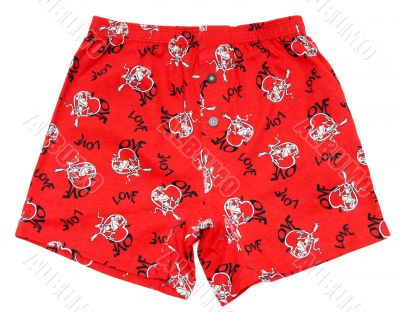 Red male undershorts with inscription love