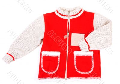 Red sweater with pocket