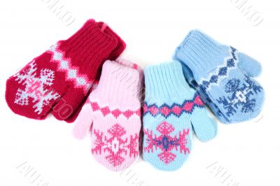 Baby knitted mittens with pattern