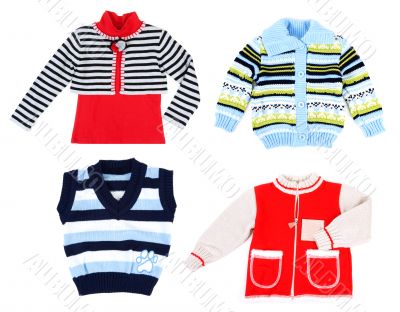 Collage from four warm sweaters