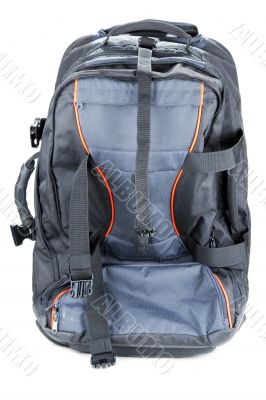 Blue valise with red insertion