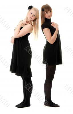 Two girls in black dresses