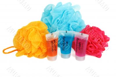 Set for bath colour sponges