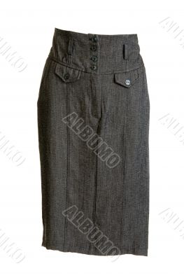 Gray feminine skirt with button
