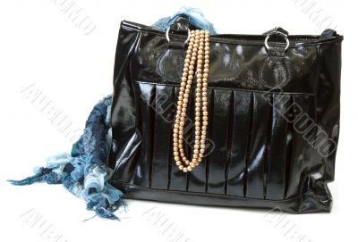 Feminine bag with scarf and necklace
