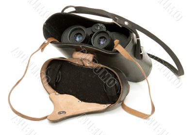 Old black binoculars