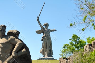 World War II Memorial obelisk on mound Mamayev Kurgan Russia Vol