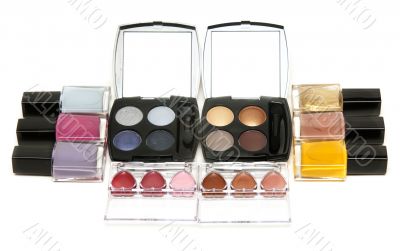 Set of the make-up, varnish for nail