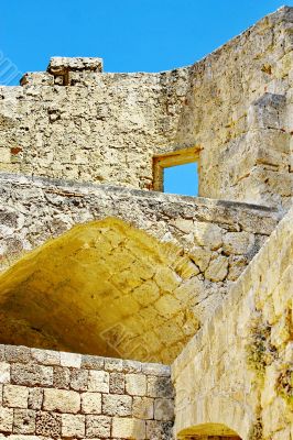 Walls of ancient acropolis at Lindos 