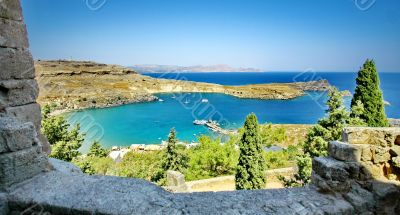 Panarama view from Acropolis of Lindos