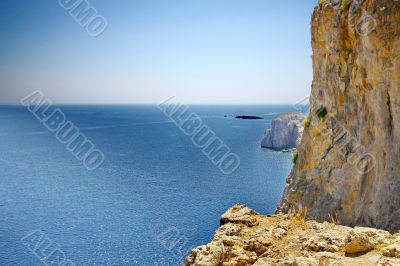 Aerial view on St. Paul`s bay in Lindos 