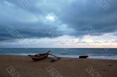 Empty Beach on Cloudy Day at Sunset