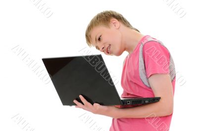 teenager with laptop