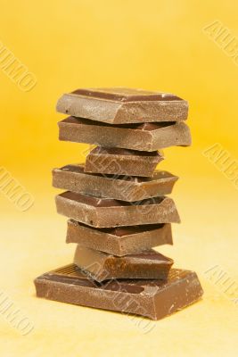 Chocolate stacked into bar