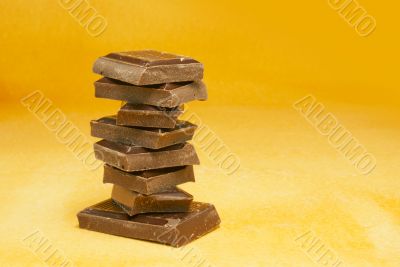 Chocolate stacked into bar