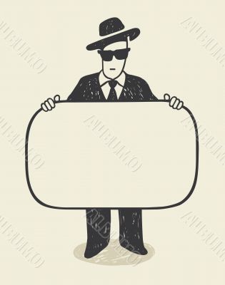 Businessman with a sign