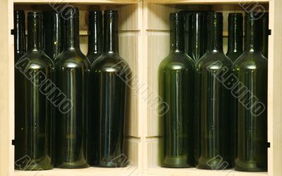 Empty green bottles