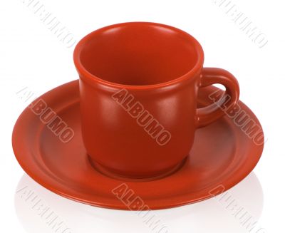 Red cup on a red saucer
