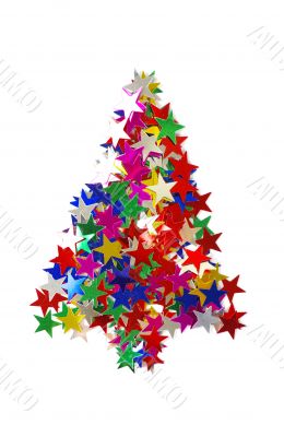 Christmas tree composed of colored stars.