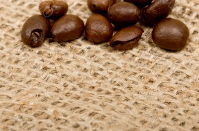 Coffee beans on sack(burlap)