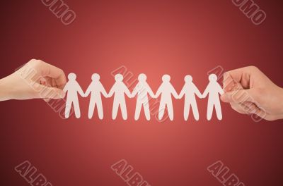 paper people in hands(man and woman)