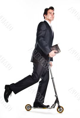 Businessman on scooter