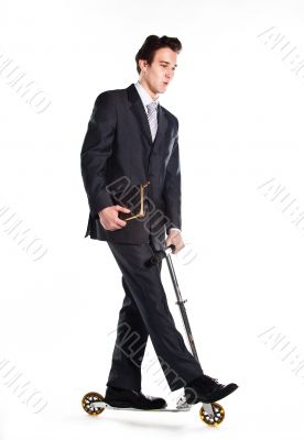 Businessman on scooter