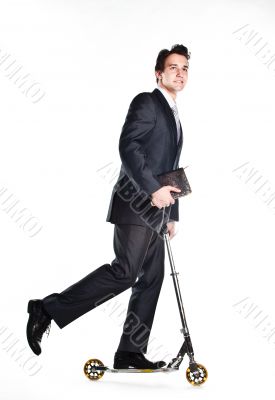 Businessman on scooter