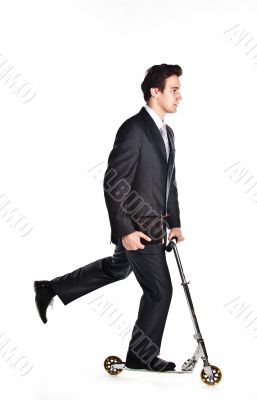 Businessman on scooter