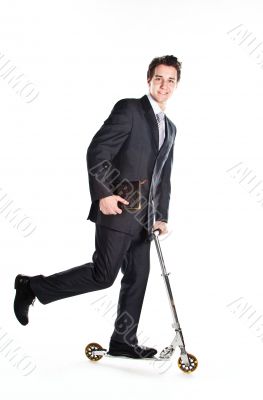 Businessman on scooter