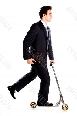 Businessman on scooter