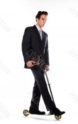 Businessman on scooter