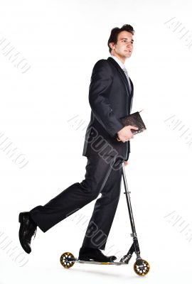 Businessman on scooter