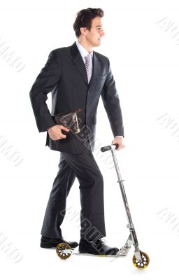 Businessman on scooter